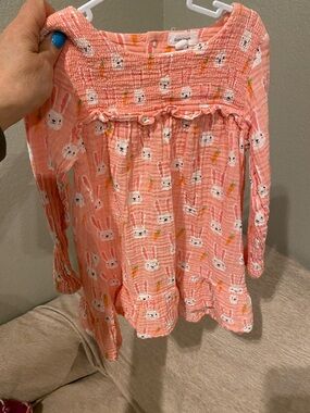 Angel Dear Pink Bunny & Carrot Long-Sleeve Dress